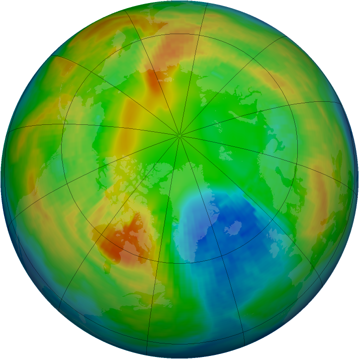 Arctic ozone map for 21 February 1993